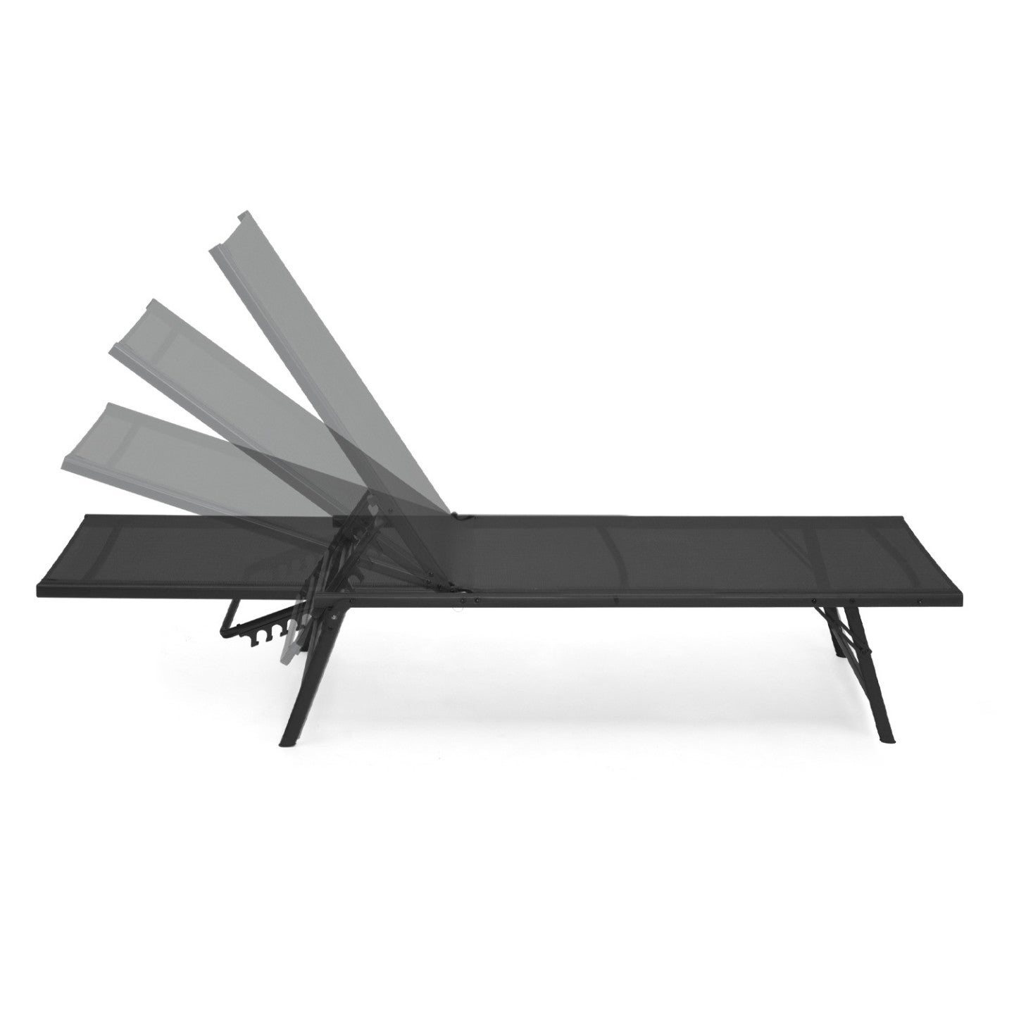 Lot de 2 transats de jardin inclinables KAILUA en acier noir et toile noire - 3
