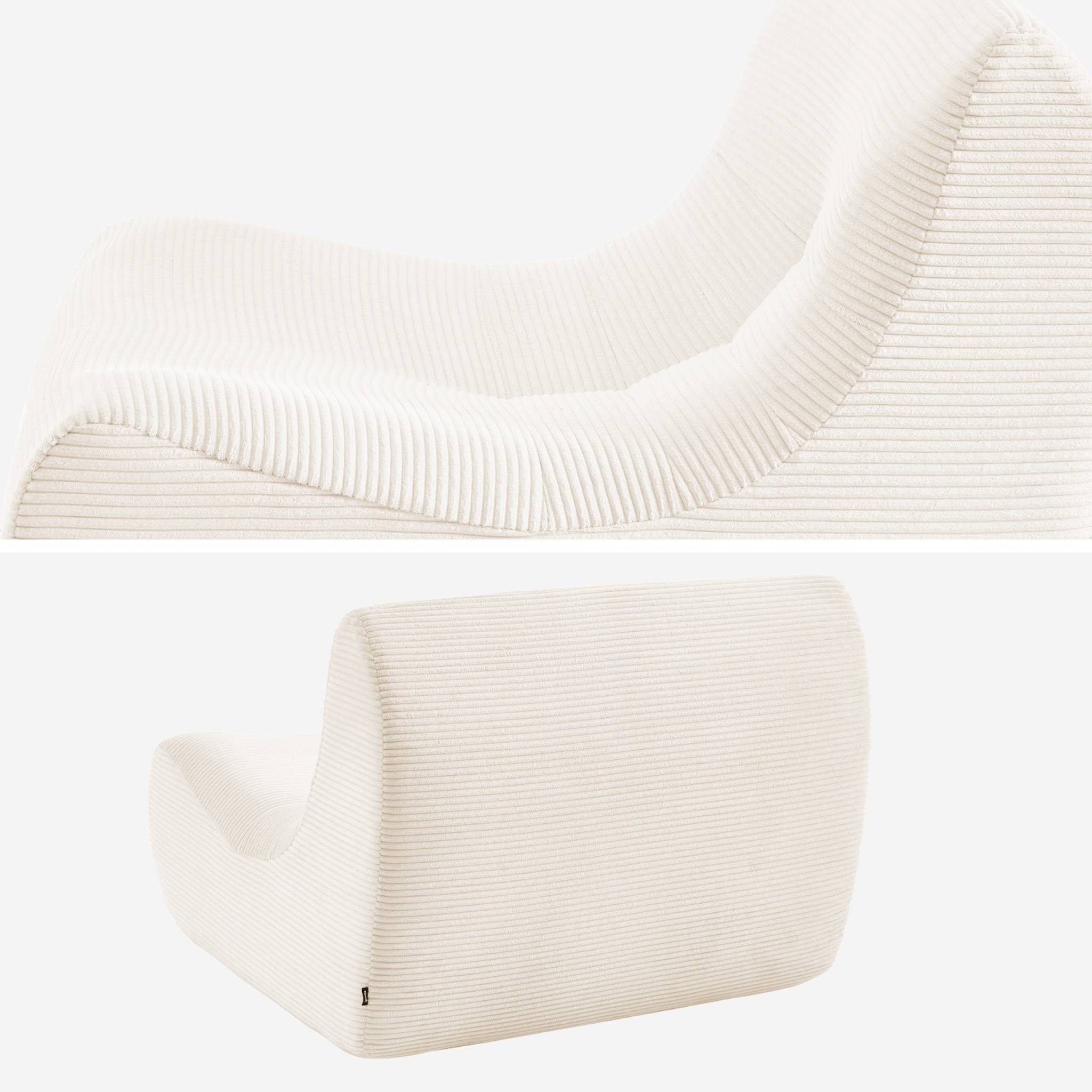 Chauffeuse velours côtelé 1 place crème L 91 x P 105 x H 72 cm - SOKOL SOKOL - 5