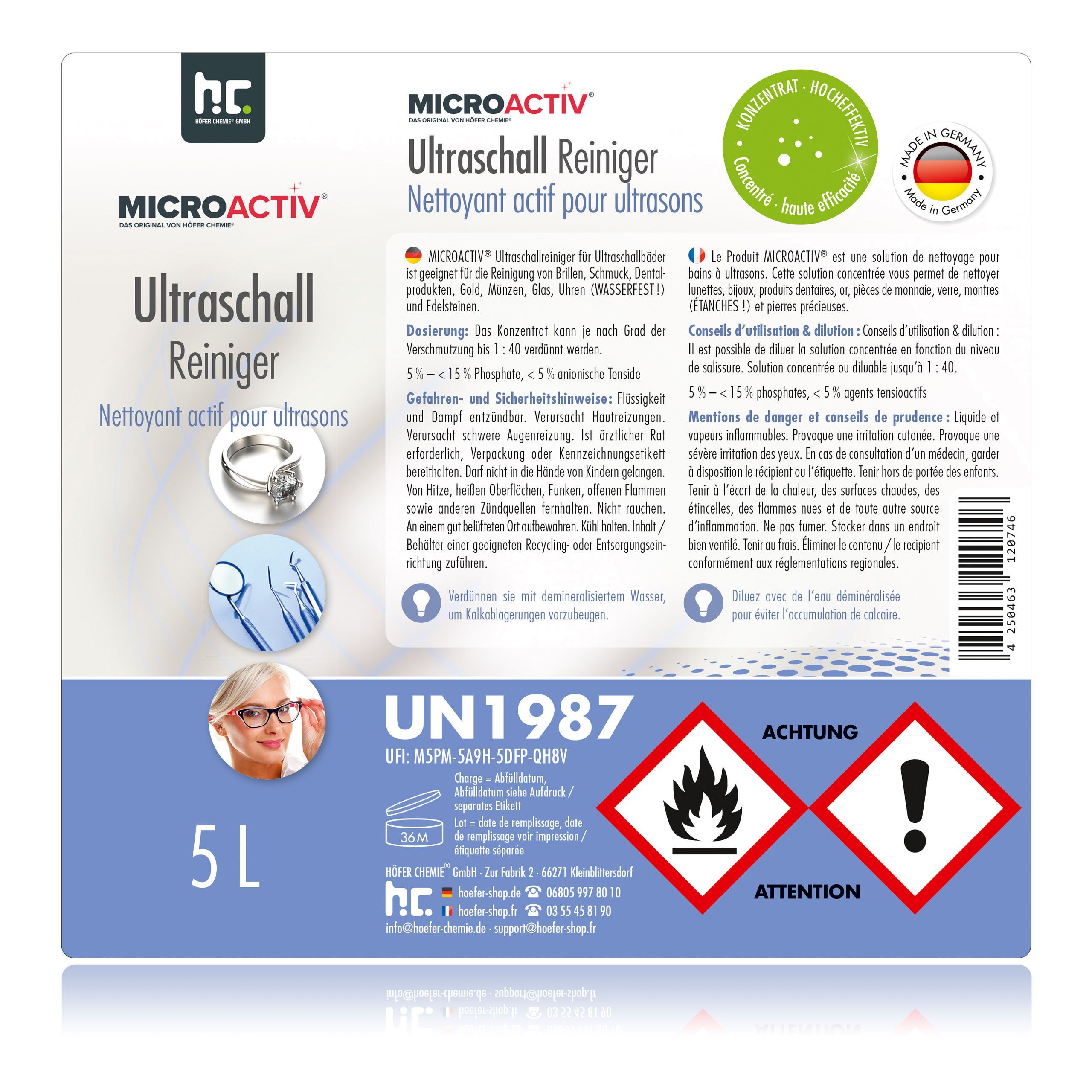 2 x Produit detergent ultrason Microactiv® en bidon de 5 L - 7