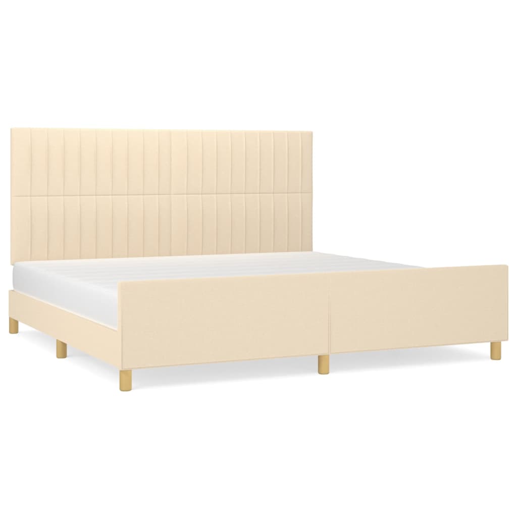 Cadre de lit sans matelas crème 200 x 200 cm en tissu - 2