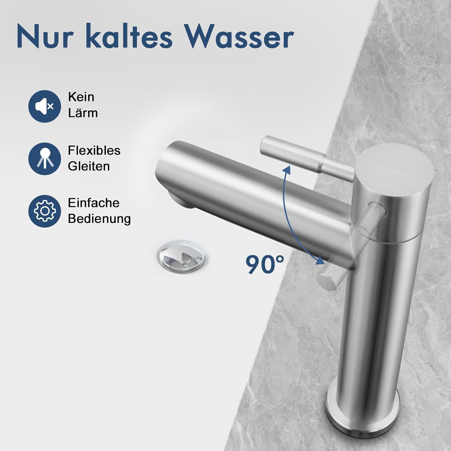 Robinet D'eau Universel En Acier Inoxydable, Lavabo De Salle De Bains Robinet Eau Chaude Et Froide Avec 2 Vitesses Pour Cuisine Domestique 91762591