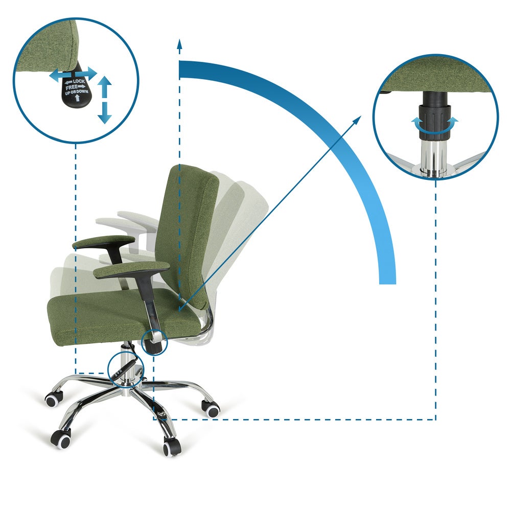 Sedia da ufficio / Sedia girevole CHARLES I Tessuto verde hjh OFFICE - 3