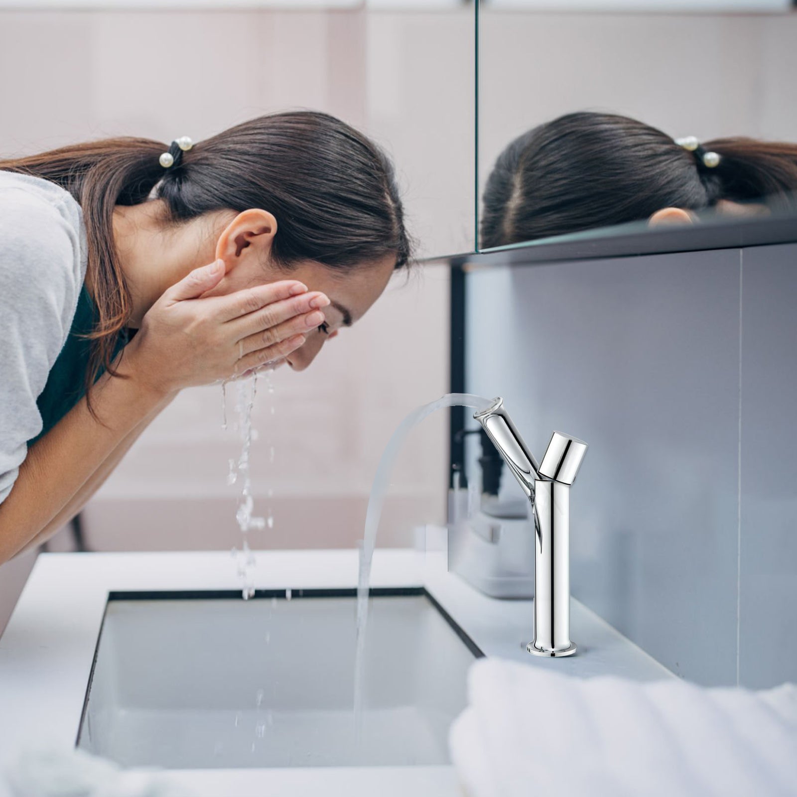 VICTOVA – Miscelatore per lavabo monocomando, beccuccio orientabile con altezza regolabile, in acciaio inox cromato lucido - 2