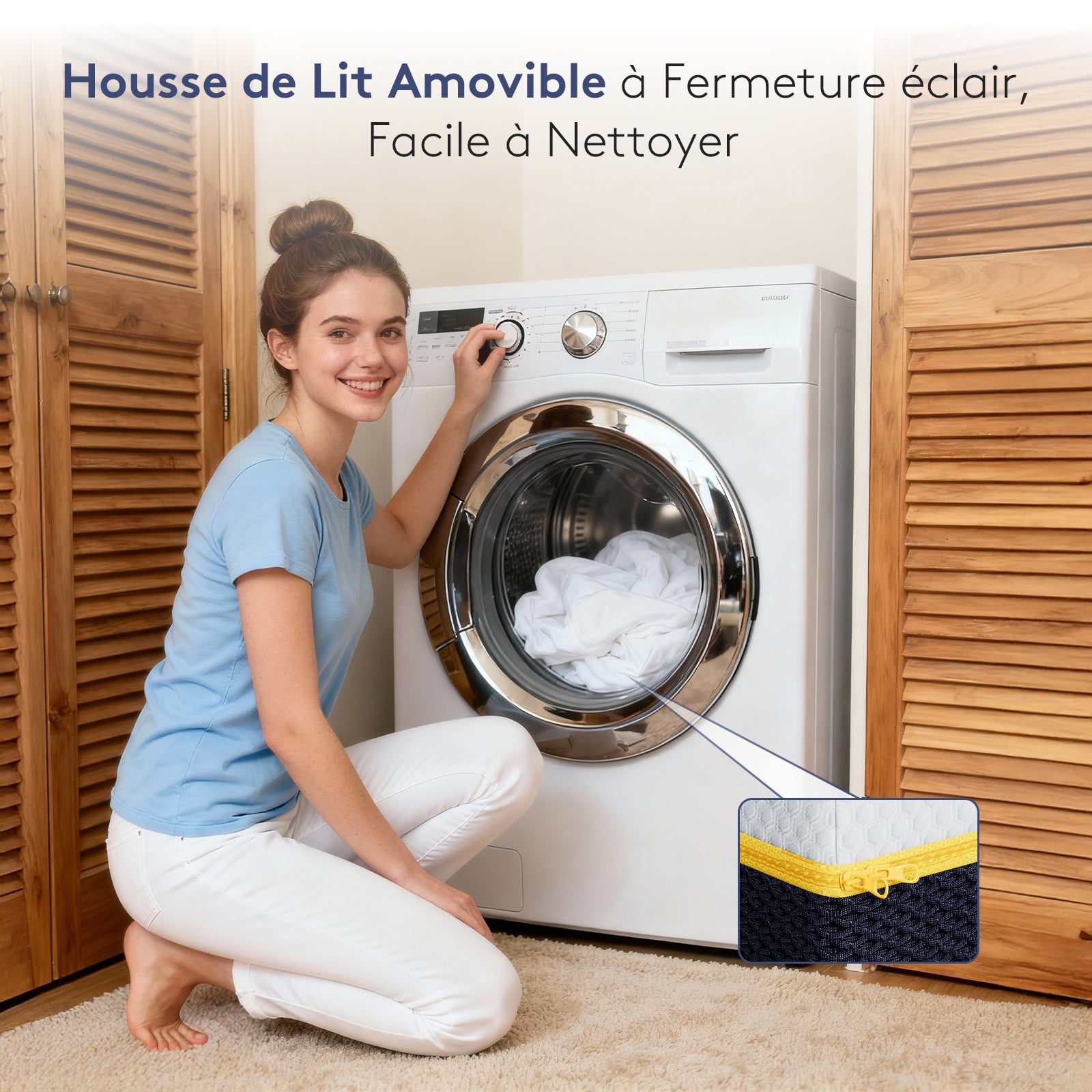 STANEW Matelas en mousse à mémoire de forme, 160 x 200 cm, épaisseur 17 cm, avec housse amovible - 5