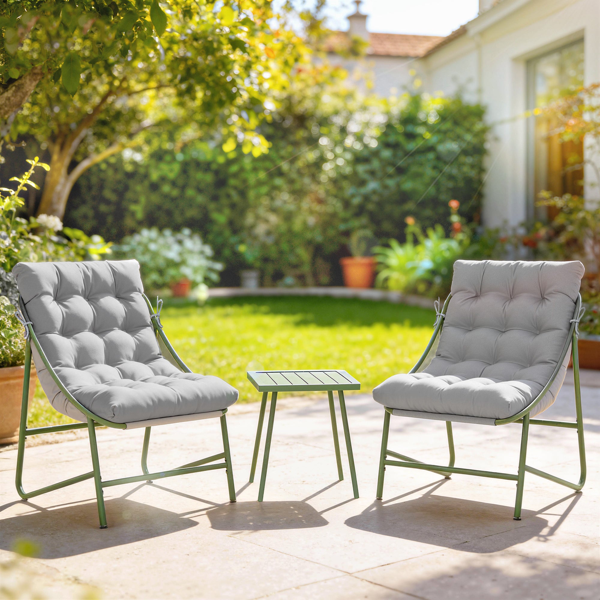 Salon de jardin en Métal Gris 2 personnes - 8