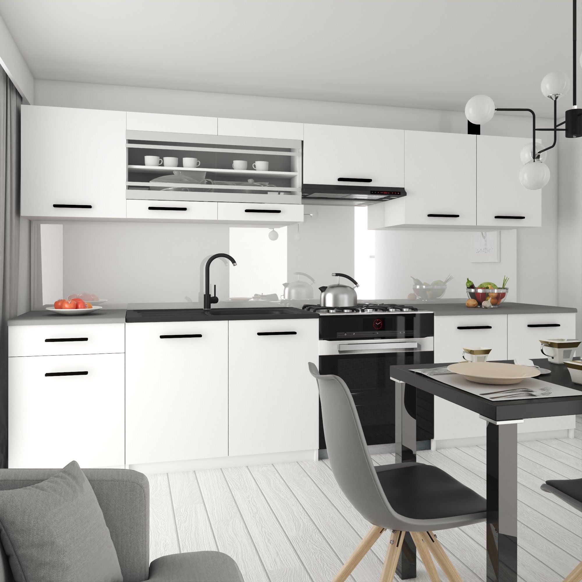 BELINI Cuisine Equipee Complete ITALIA 4 - 260 cm. Cuisine avec Plan de Travail, Blanc Mat - 2