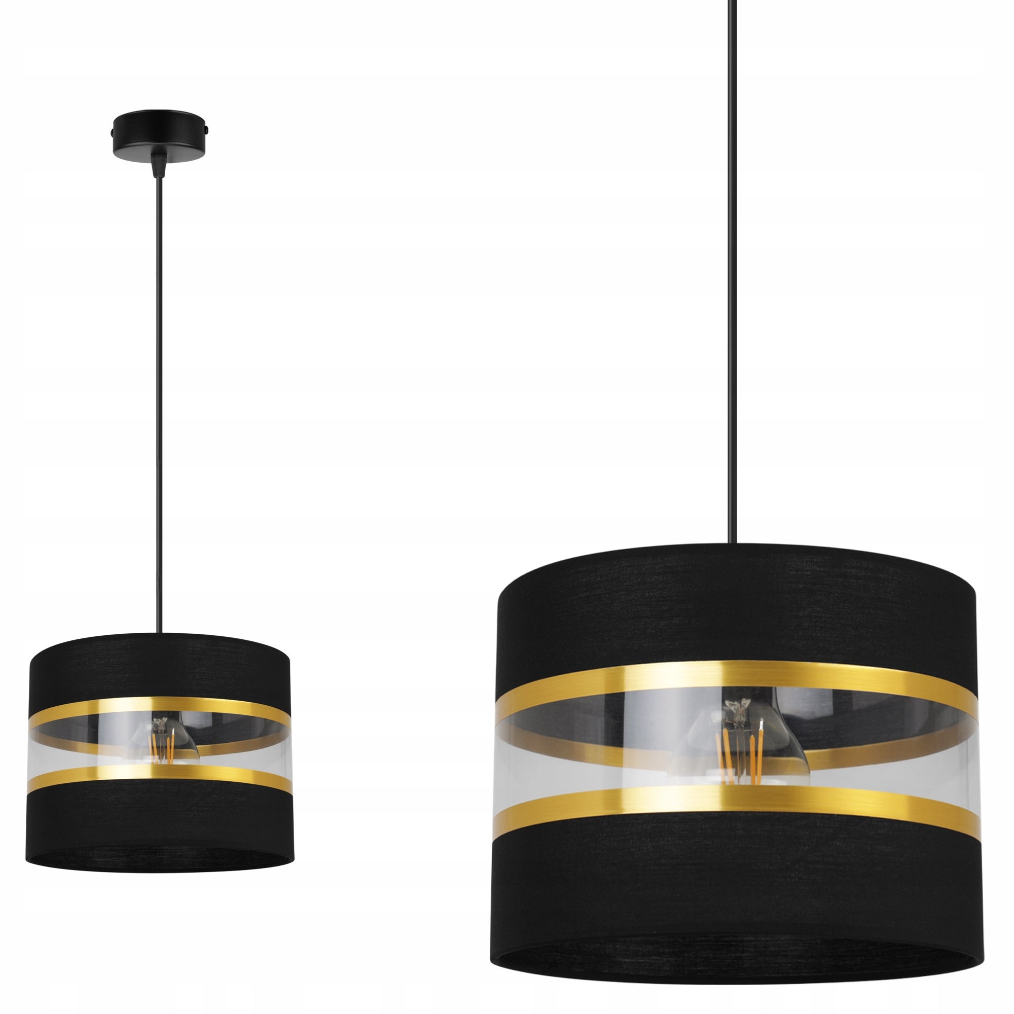 Lampa sufitowa wisząca Elegance Gold modern 1xE27 abażur walec czarny Light Home LH