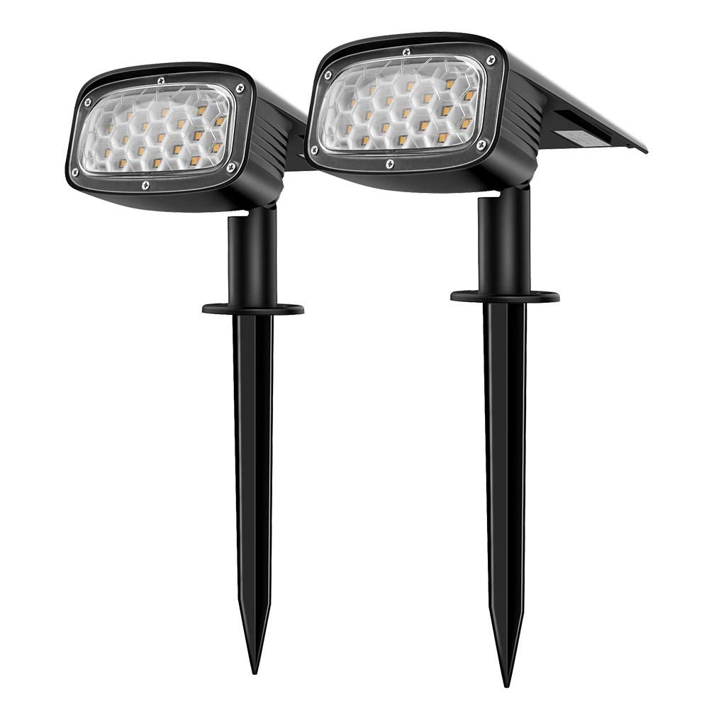 2 SZTUKI 2-w-1 Reflektor Solarny Zewnętrzny, Projektor Solarny Instalacja 3 Tryby do Ścieżki Patio Podjazdu, 2 SZTUKI 34 LED Lampa Solarna Zewnętrzna
