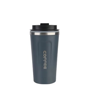 Tazza termica da viaggio, 500 ml, traslucida, in acciaio inox, riutilizzabile, con manico e coperchio, a tenuta stagna, per bevande, caffè, tè, birra