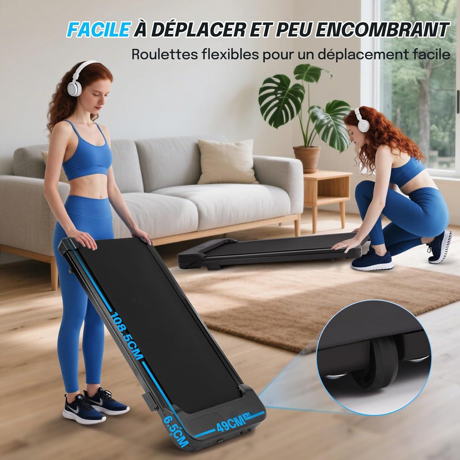 Tapis de course portable 2.5 HP avec inclinaison de 5%, télécommande et écran LED - 7