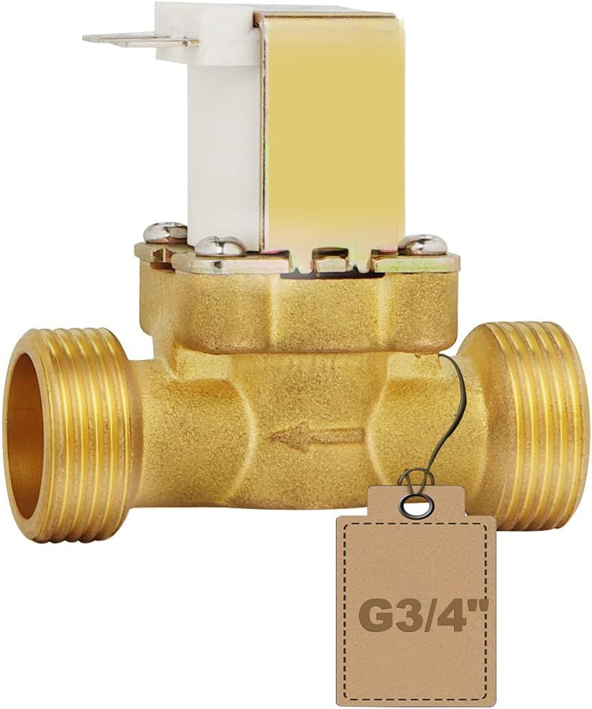 Zawór elektromagnetyczny DC 12 V – G3/4" N/C, zawór wodny normalnie zamknięty, mosiężny, regulacja przepływu do zastosowań przemysłowych