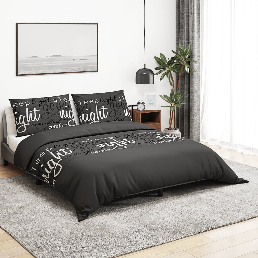 Ensemble de housse de couette Noir 200x220 Coton - 2