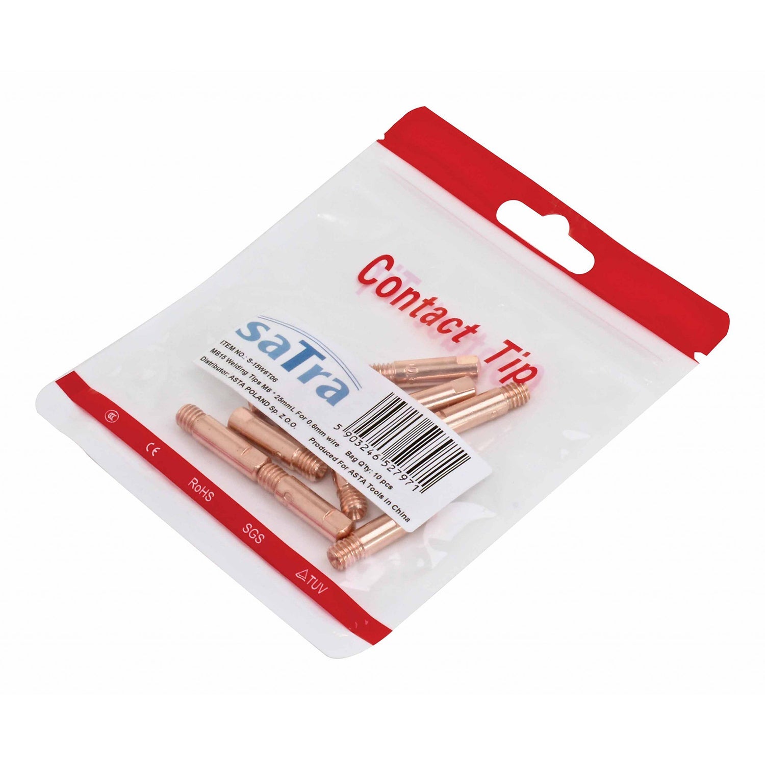 Set 10 duze de contact ø0,6, filet m6x25, compatibile cu pistoale de sudura MIG/mag tip MB15 10buc