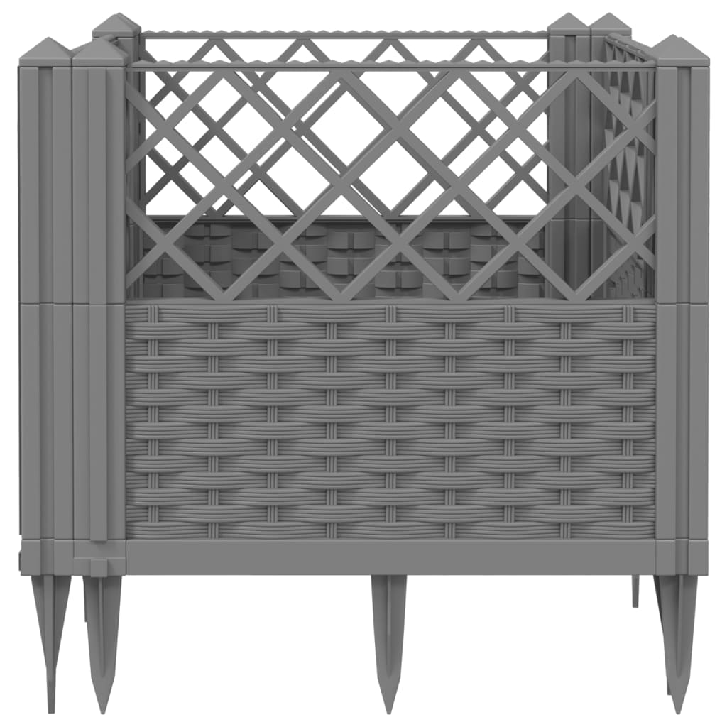 Jardinière de jardin | Pot de Fleurs avec piquets gris clair 43,5x43,5x43,5 cm PP CFW87033 - 4