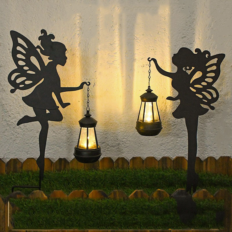 Zestaw 2 dekoracyjnych lamp solarnych do magicznego ogrodu, z metalowym bolcem do ziemi, wodoodporne IP65, do trawników (światło ciepłe 3000 K)