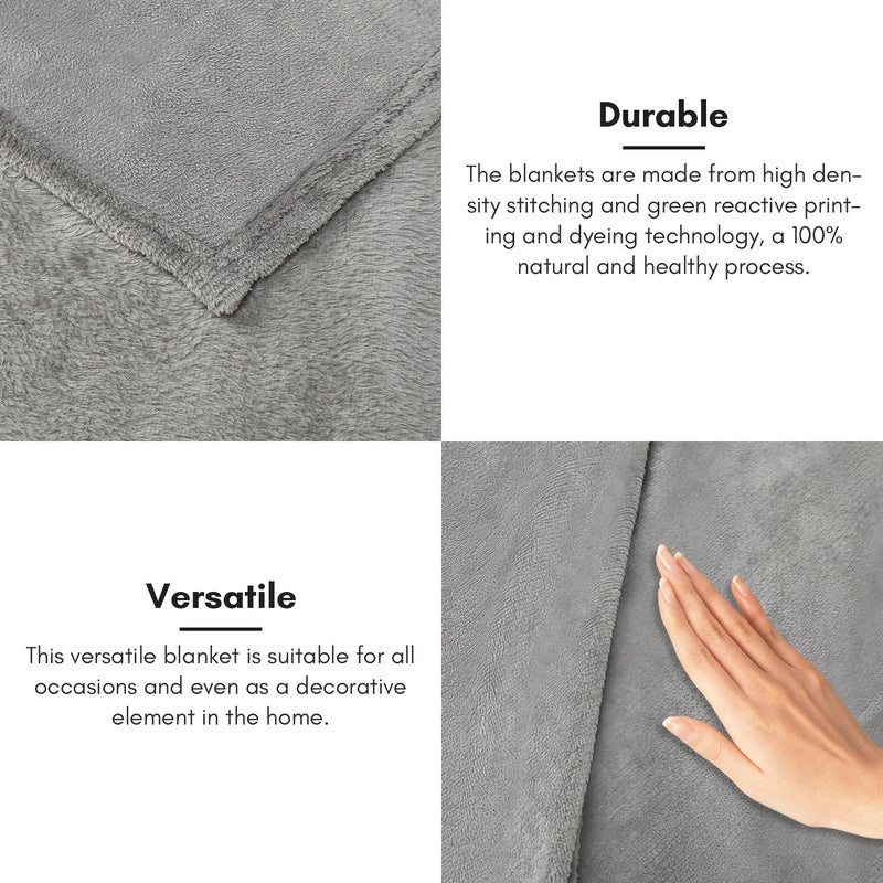 Coperta a quadri - Grigio scuro 150x200cm - Morbida e resistente - Tutte le stagioni - 2