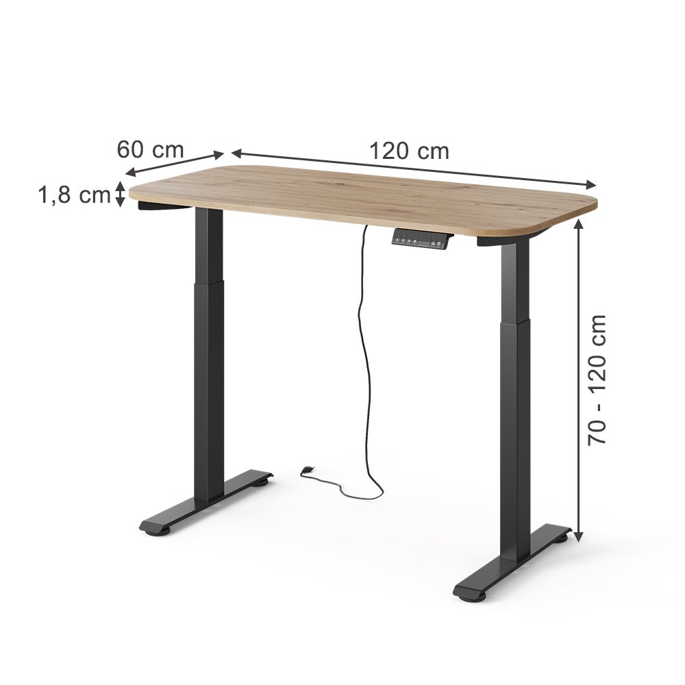 Vicco Biurko Elevate, Czarny/Rzemieślniczy, 120 x 60 cm 2 silniki - 2