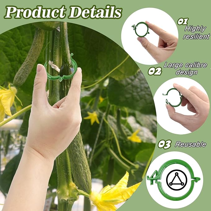 100 Pieces Clips Tomate pour Plantes,Plant Support Clips de Jardin,Tomates Clips de Support de Plantes ​Clip - 3