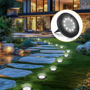 Paquete de 4 luces solares para exteriores, impermeables, 16 LED, ideales  para patio, jardín o césped, luz blanca. | Leroy Merlin