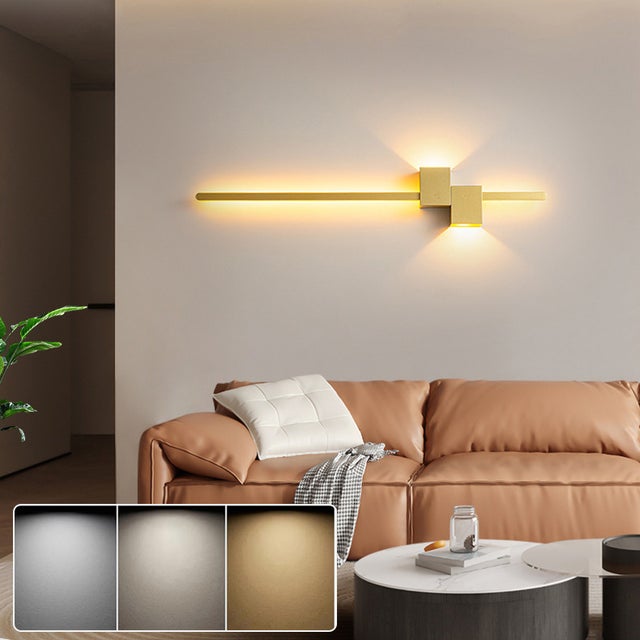 Kinkiet LED 60 cm, kreatywna lampka nocna, dekoracyjne oświetlenie wnętrz, 3 regulowane temperatury barwowe, złoty
