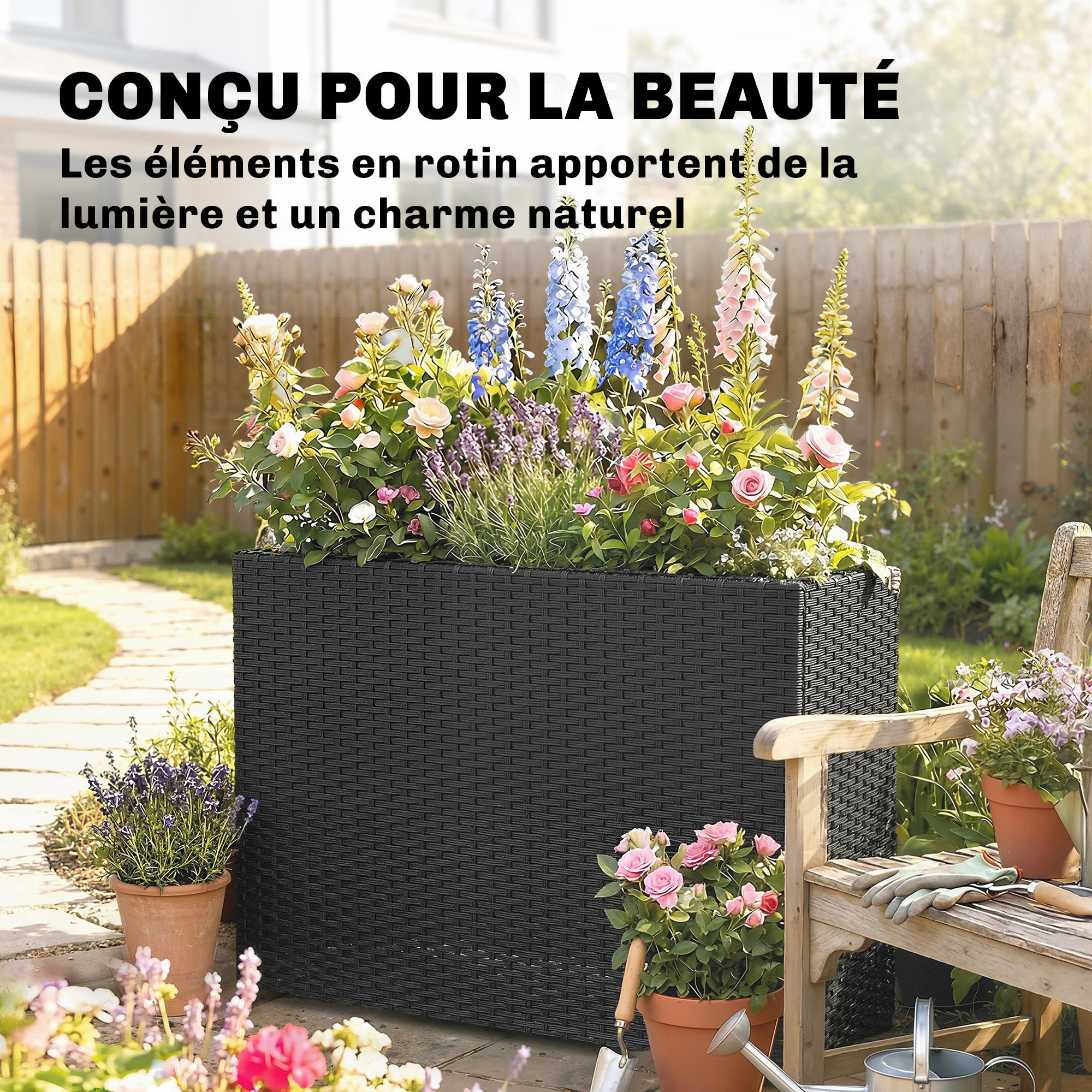 Jardinière surélevée résine tressée Outsunny - 5