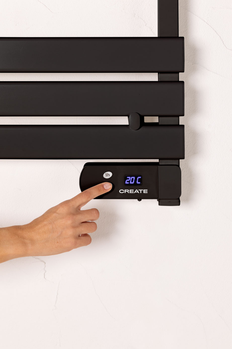 CREATE - Toalheiro elétrico de parede 150W, Sem prateleiras - Preto - WARM TOWEL MINI - 3