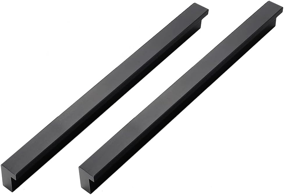 Zestaw 2 czarnych uchwytów meblowych ze stopu aluminium, uchwytów do szaf, długich uchwytów, uchwytów do szaf, gałek, rozstaw otworów 256 mm