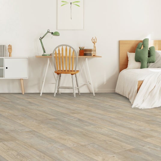 Sol Lino - Imitation parquet bois blanc vieilli - 2m x 6m - 2
