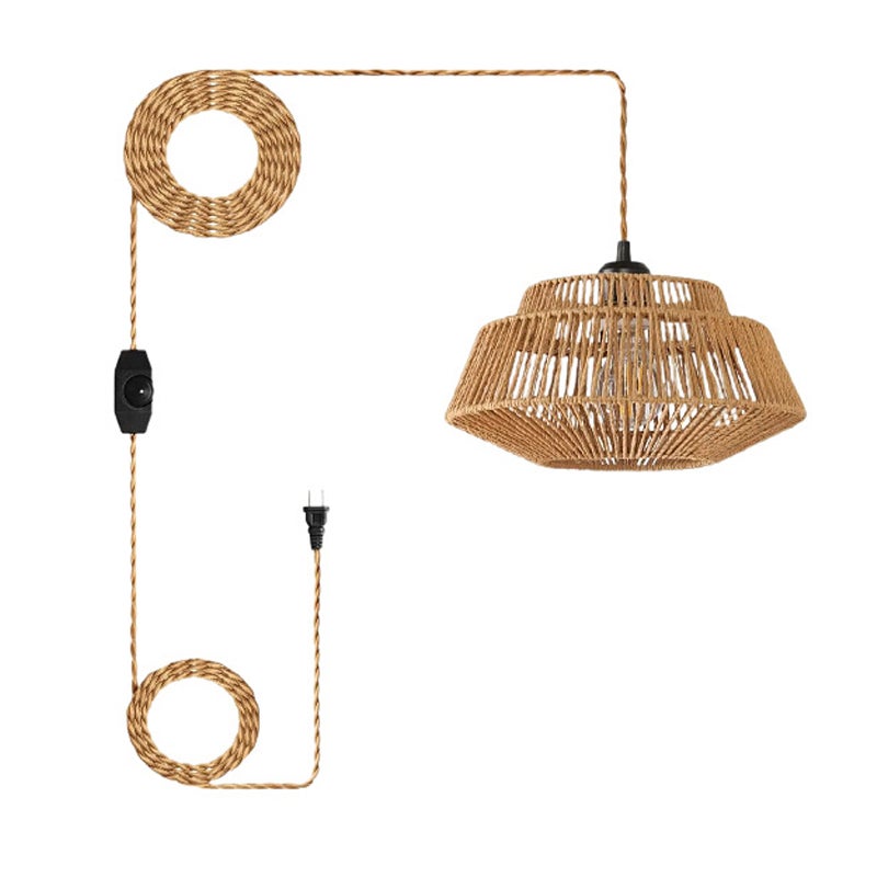 Lustre Suspension Corde De Chanvre 3 M – Lampe DIY Vintage E27 Avec Interrupteur Et Prise – Style Industriel Naturel Pour Chambre, Salon, Bar, Cuisine