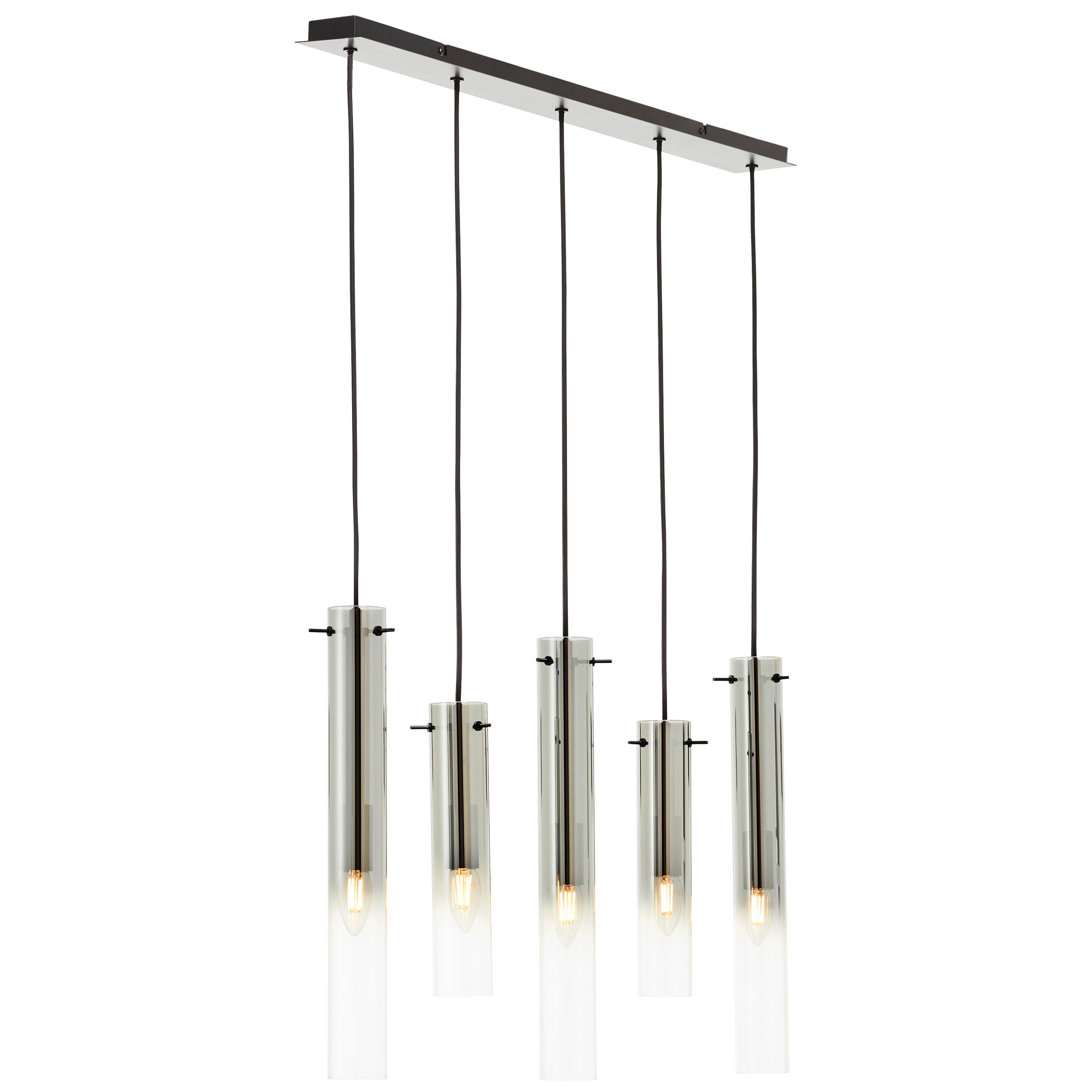 Brilliant Lampa wisząca Glasini 5 żarówek czarny mat/dymione szkło metal/czarne szkło 5x C35, E14, 25 W - 3