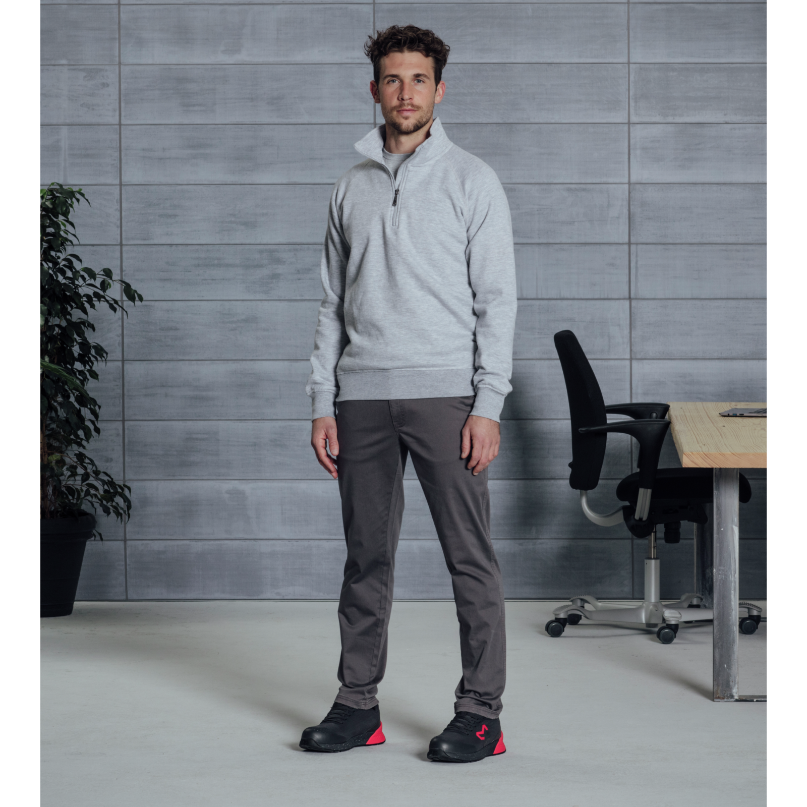 Sweat de travail ¼ de zip Job+ Gris - 5