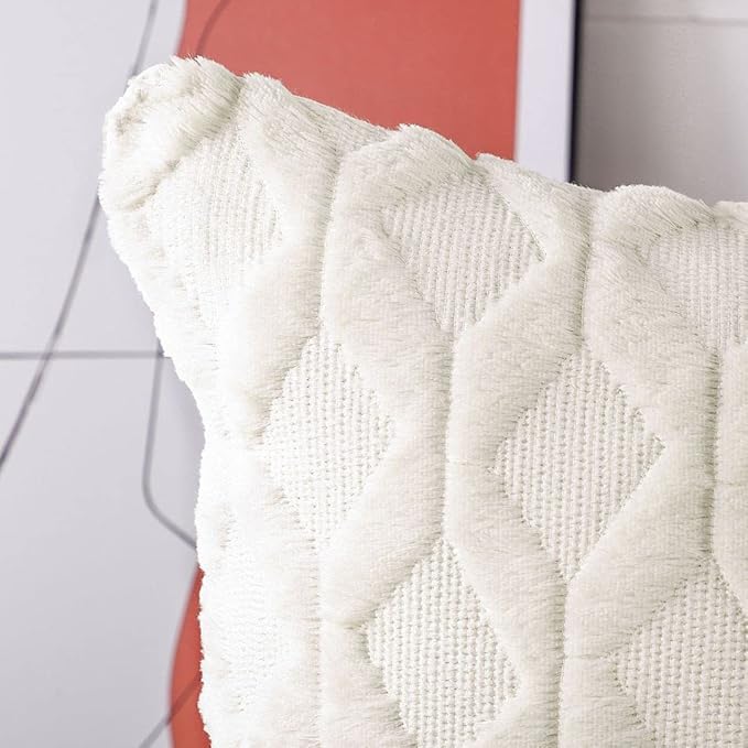 Lot de 2 Housses de Coussin en Velours Court, Douces et Luxueuses, Beige 45x45cm, Décoration Moderne pour Canapé et Chambre - 3