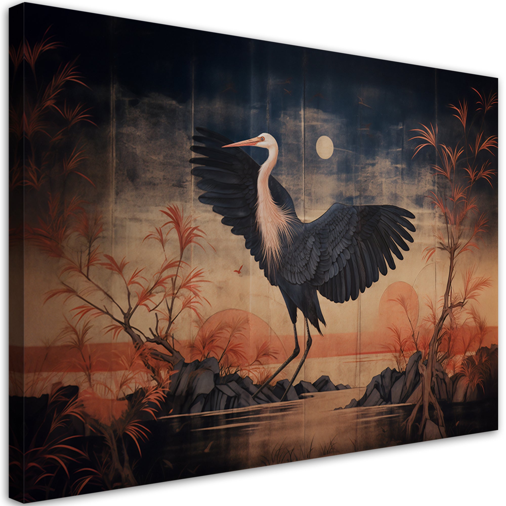 Obraz na płótnie, Żuraw Natura Orientalny 90x60