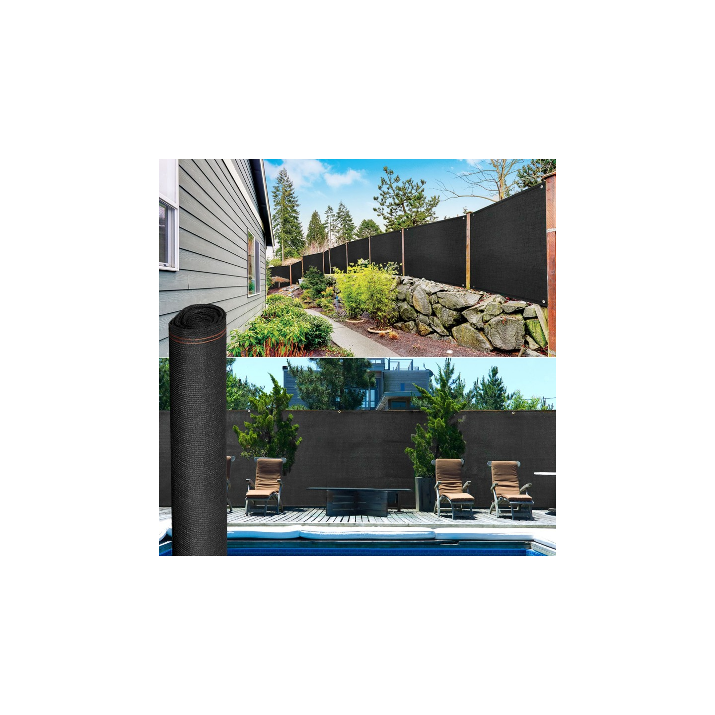 Brise vue renforcé 1,8 x 10 M noir 220 gr/m² luxe PRO - 4