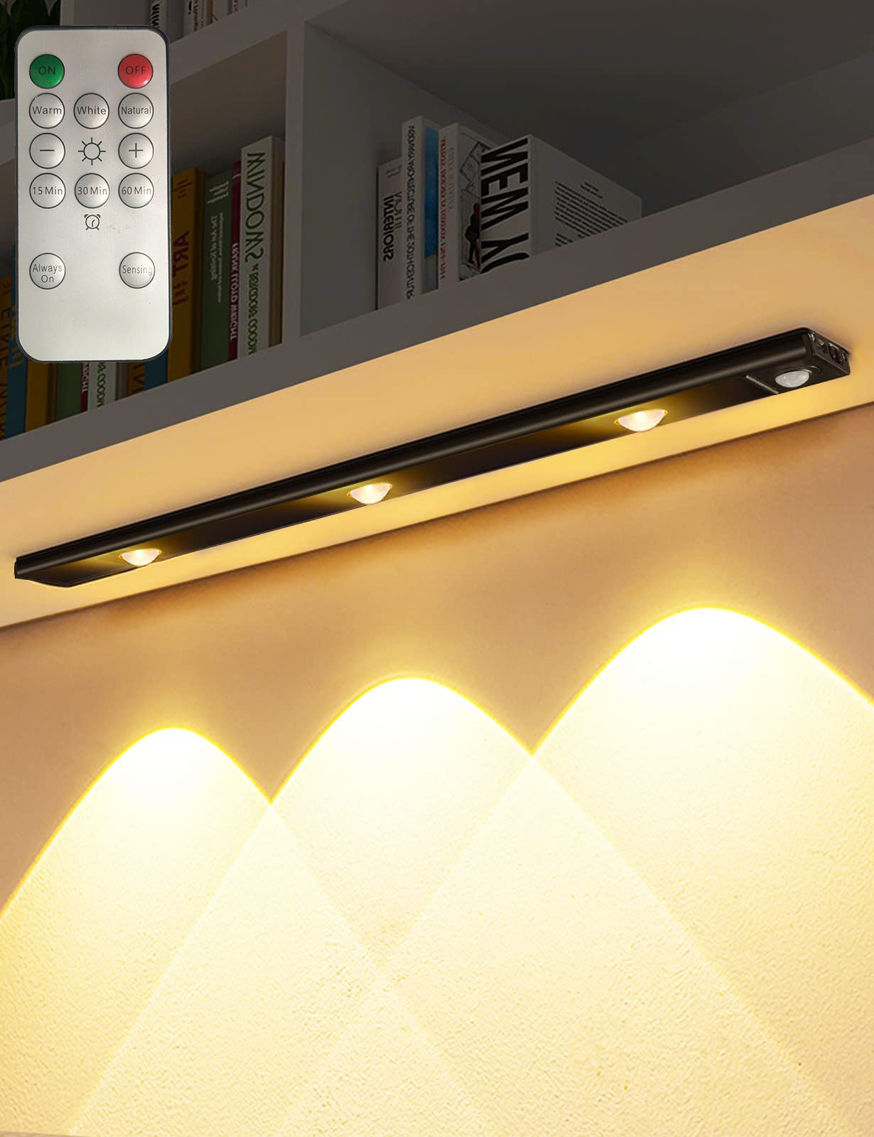 Luce A Sensore Di Movimento Ricaricabile Yurnero Con Telecomando, 4 Tonalità, 7000 MAh, Per Interni (armadio, Doccia, Corridoio)