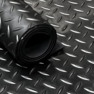 Suelo De Goma En Rollo Con Diseño De Círculos - 1,4x10 M - Negro Antideslizante