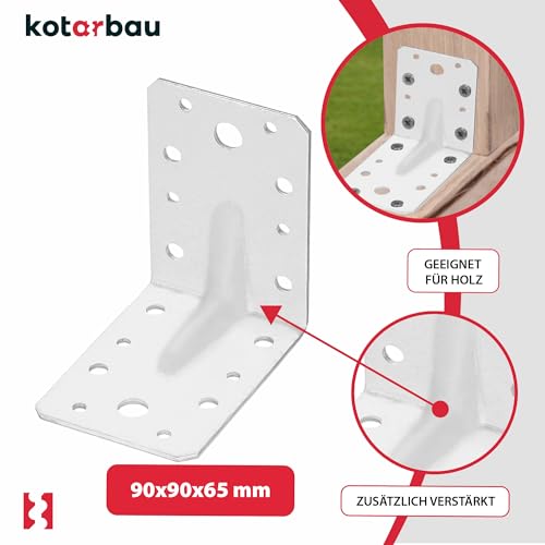 Lot de 12 Cornières en acier 90x900x65 mm - Equerres de fixation galvanisées renforcées - Connecteurs d'angle - KOTARBAU - 4