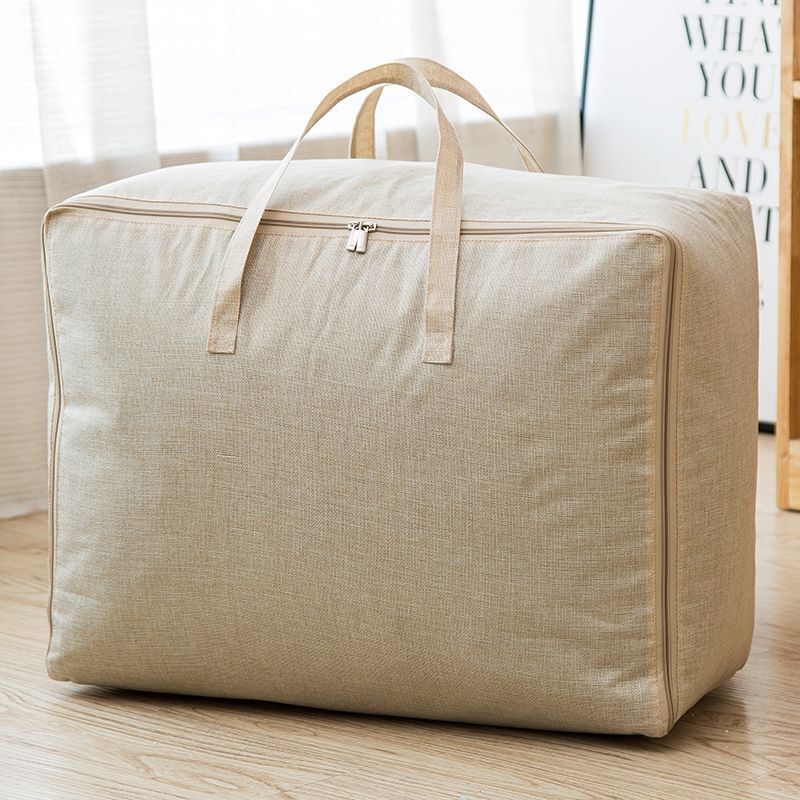 Lot de 2, Sac de Rangement pour Couette en épais pour Édredons Couvertures Oreillers Vestes,beige, 57x40x22cm - 2