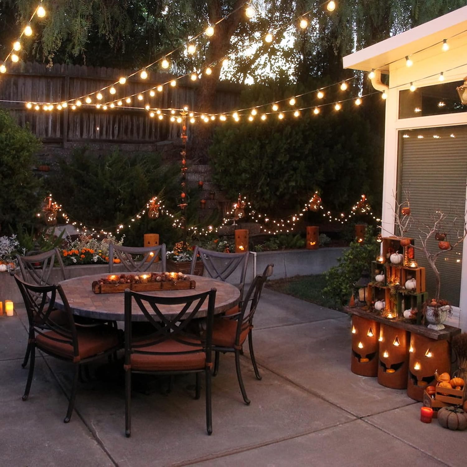Guirlande Guinguette Extérieur 15M, Guirlande Lumineuse Exterieure avec 25 LED Ampoules IP44 Imperméable, Blanc Chaud Chaîne Lumiere Exterieur - 5