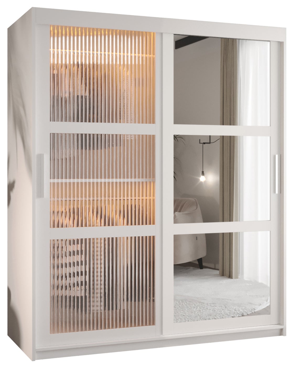 Szafa przesuwna Flutes 2 150 x 62 x 200 biały