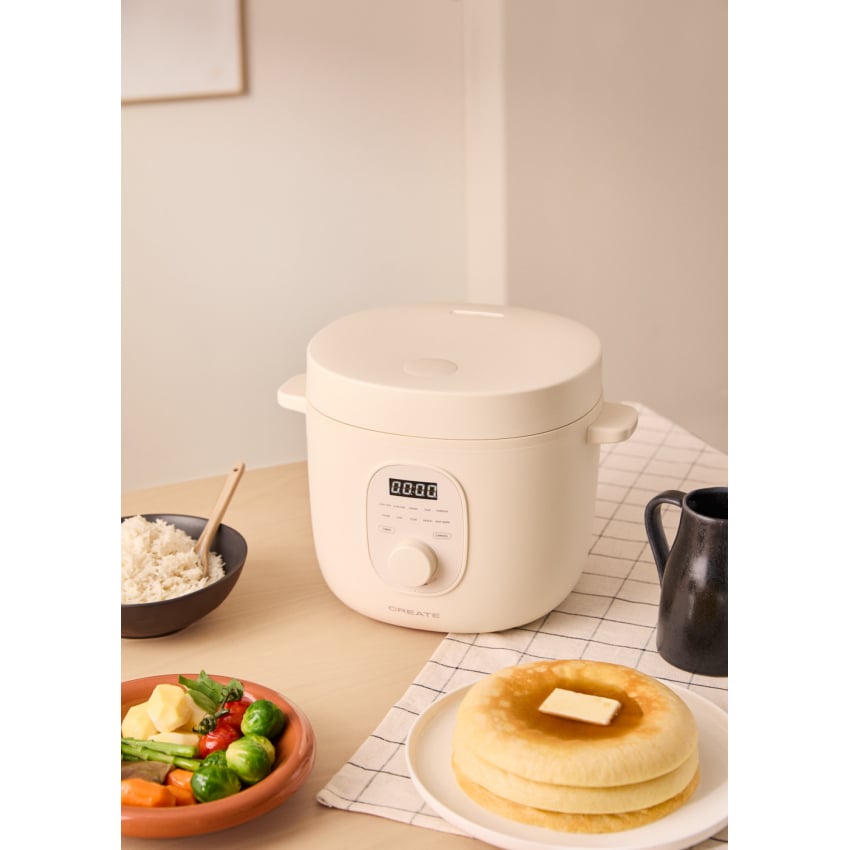 CREATE - RICE COOKER STUDIO - Elektryczny wielofunkcyjny garnek do ryżu z koszykiem do gotowania na parze - Blanc cassé
