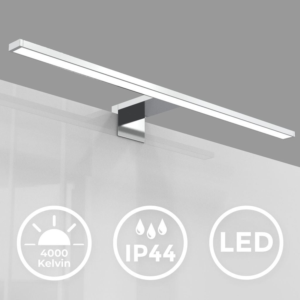 Applique LED salle de bain - chrome - 8W 780lm - 4000K - IP44 - fixation murale et pince miroir - B.K.Licht - 2