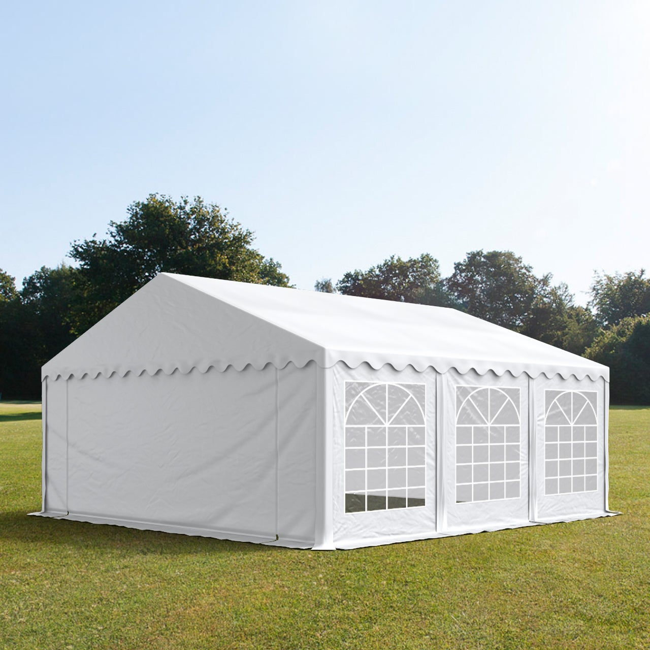 Carpa para fiestas carpa de fiesta 5x6 m carpa de pabellón de jardín lona PVC 700 N en blanco impermeable - 2