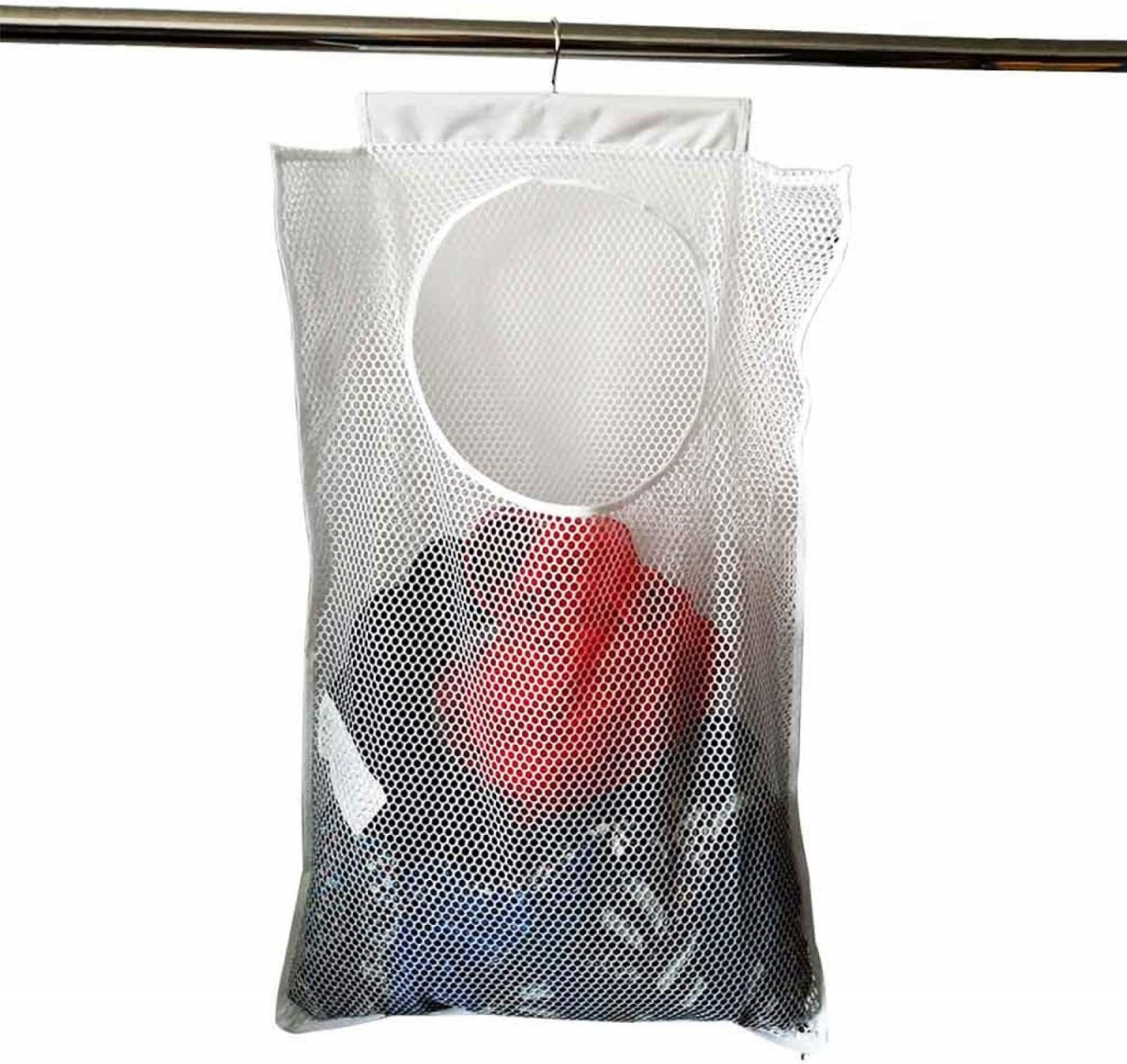Cesto para la Ropa Colgada, Plegable, de Malla y Transpirable, Blanco ...