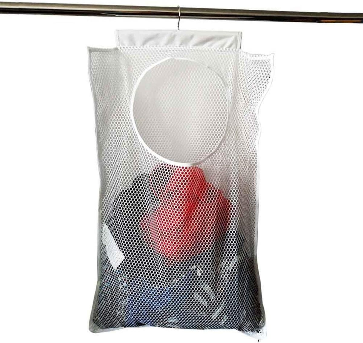 Cesto para la Ropa Colgada, Plegable, de Malla y Transpirable, Blanco ...