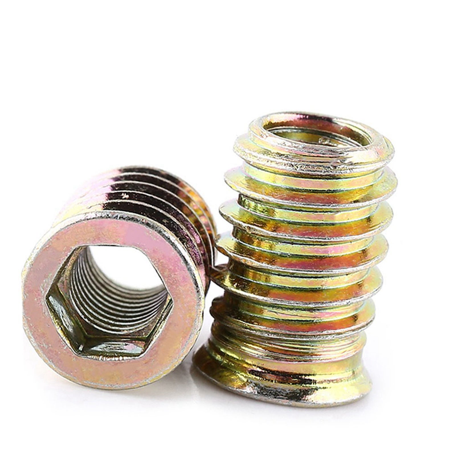 Inserti filettati esagonali M8×20 mm – Acciaio carbone zincato per mobili – Fissaggio legno - 4