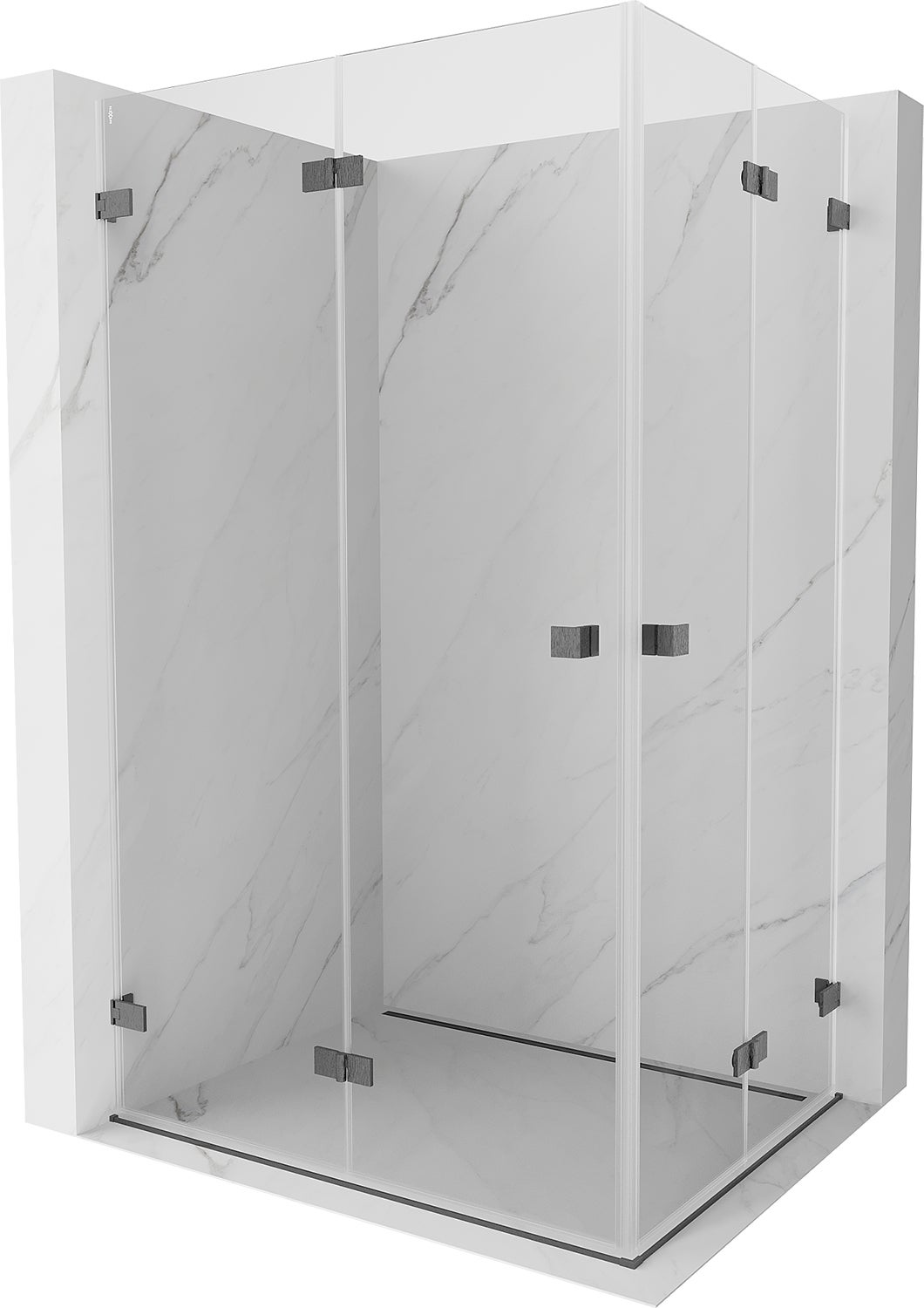 Mexen Lunar-F Duo kabina prysznicowa składana 100 x 75 cm, transparent, gun gray szczotkowany - 836-100L-075P-66-00