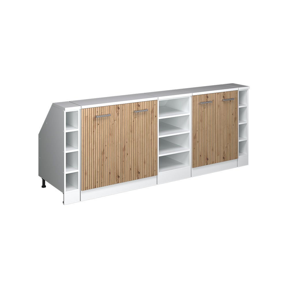 Vicco armario de cocina para techo inclinado r-line, roble artesanal, 210 cm lote de 5 carcasas de armario 60 cm de profundidad