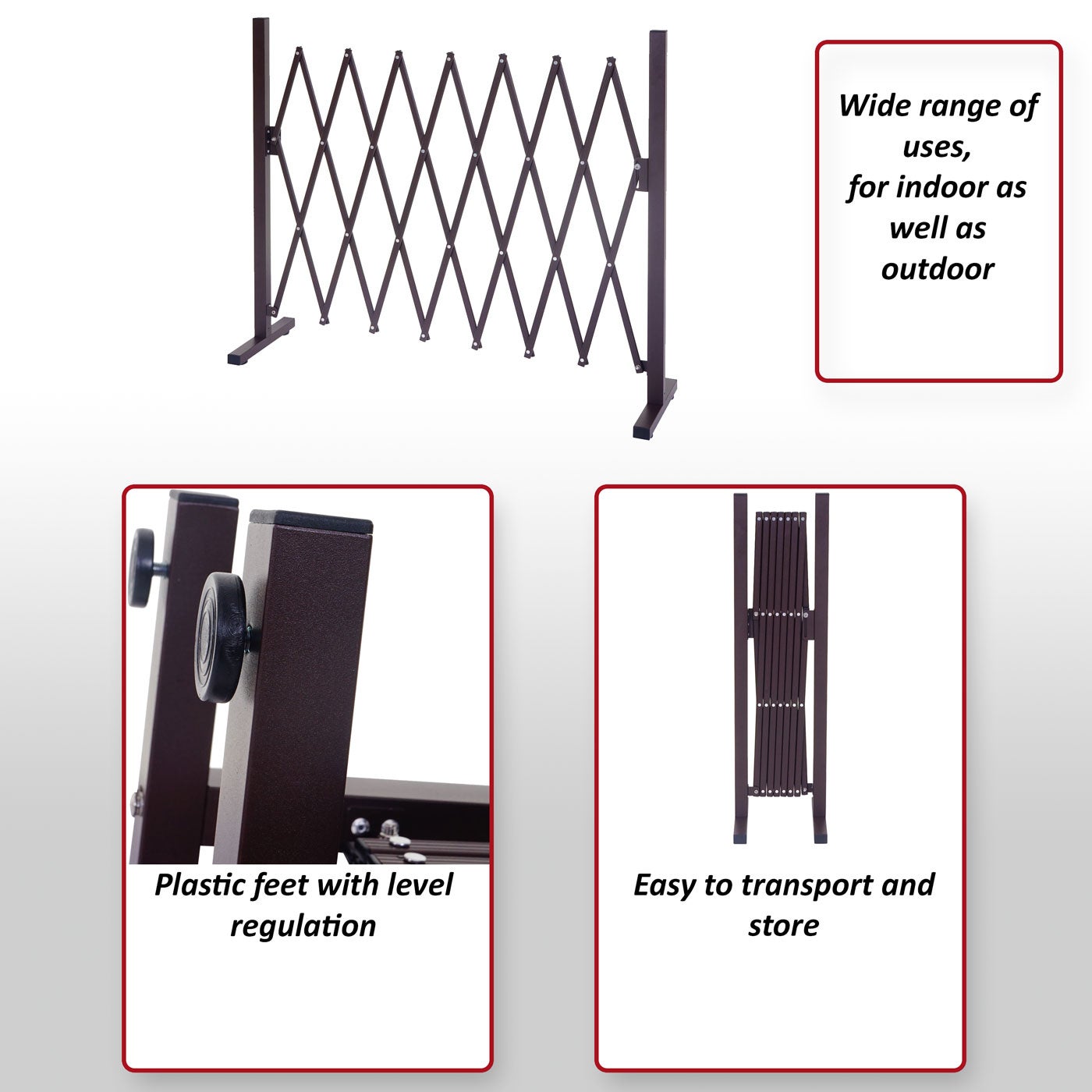 Grillage Randers, tuteur pour plantes, grille animaux télescopique, aluminium marron ~ 27-207cm - 9