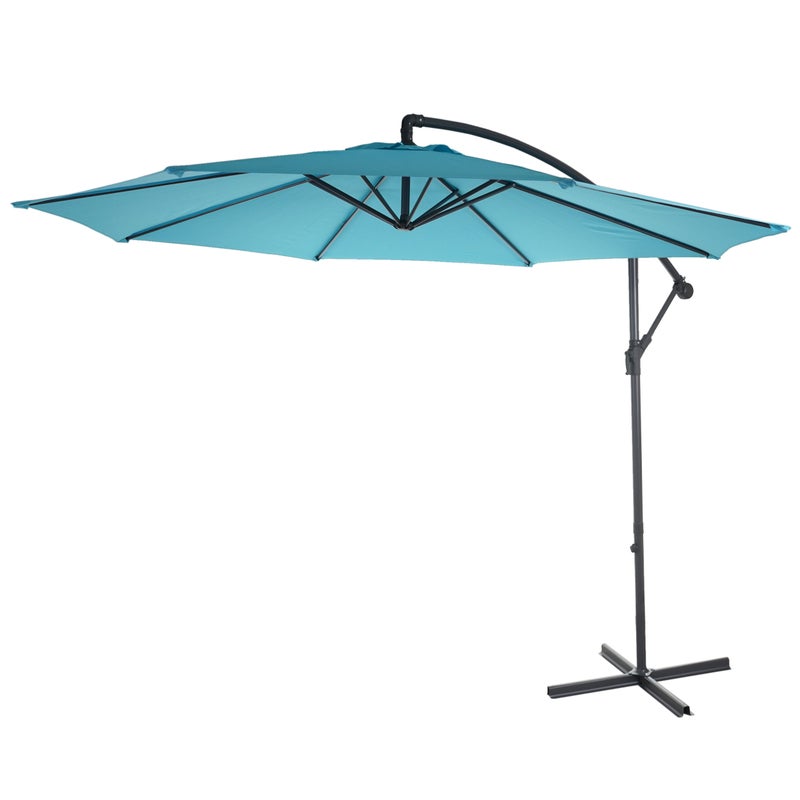 Acerra parasol wspornikowy, parasol przeciwsłoneczny, Ø 3m uchylny, poliester/stal 11kg ~ turkusowo-niebieski bez stojaka